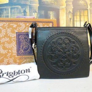Brighton Ferrara Black Cross Body Organizer Leather Handbag NWT